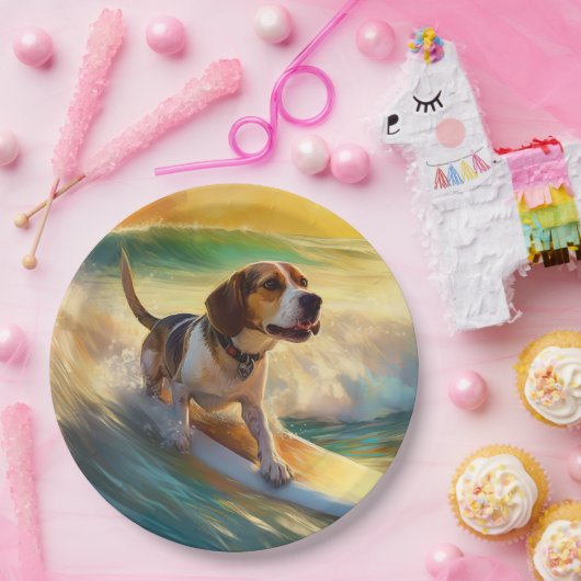 ビーグルビーチサーフィン絵画ズ ペーパープレート (パーティー)