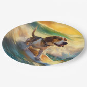 ビーグルビーチサーフィン絵画ズ ペーパープレート (アングル)