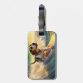 ビーグルビーチサーフィン絵画ズ ラゲッジタグ (裏面縦)