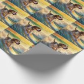 ビーグルビーチサーフィン絵画ズ ラッピングペーパー (角)