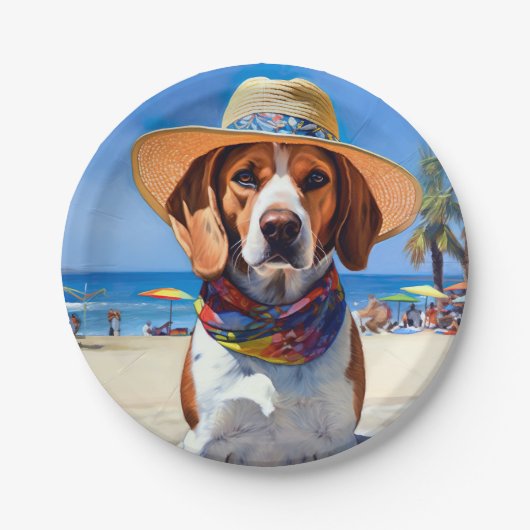 ビーグルビーチ、愛犬家のための夏の贈り物 ペーパープレート (正面)