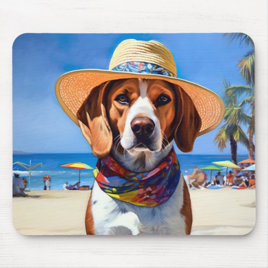 ビーグルビーチ、愛犬家のための夏の贈り物 マウスパッド (正面)