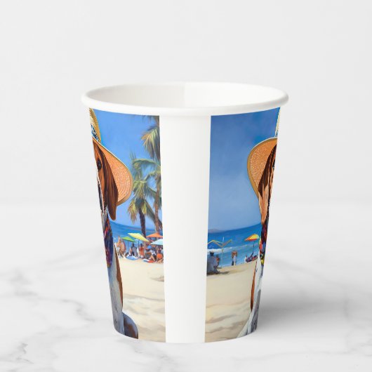 ビーグルビーチ、愛犬家のための夏の贈り物 紙コップ (左)