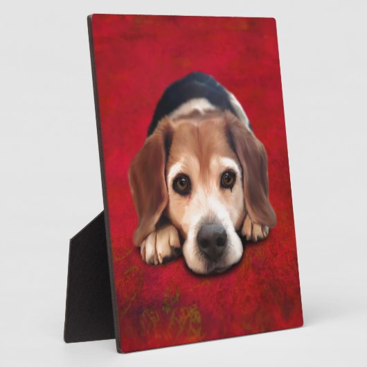 ビーグルファインアートドッグア絵画ートズ フォトプラーク (側面)