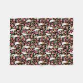 ビーグルフローラデザインビーグル花ドッグデザイン フリースブランケット (正面(横))