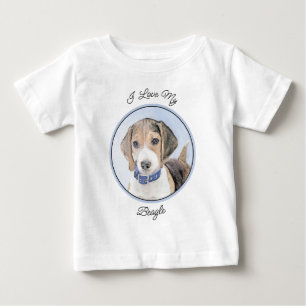 ビーグルペインティング - かわいいオリジナルドッグアート ベビーTシャツ