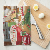 ビーグルホリデーベーキング:フェスティバルクリスマス キッチンタオル (四つ折り)