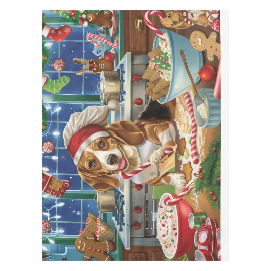 ビーグルホリデーベーキング:フェスティバルクリスマス テーブルクロス (正面)