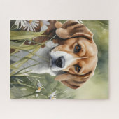 ビーグルポートレートイン草 ジグソーパズル (横)