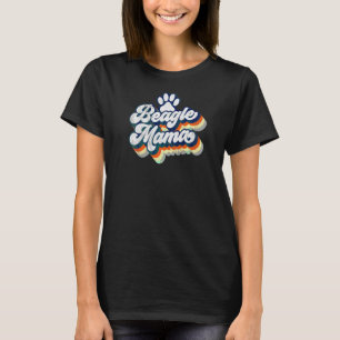 ビーグルママカワイイレトロヴィンテージドッグマモマポープリントC Tシャツ