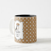 ビーグルママ(トリカラー3)犬かわいい犬ママ ツートーンマグカップ (正面左)