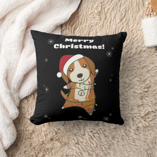 ビーグルメクリスマスウィンターアニマルドッグ クッション (ブランケット)
