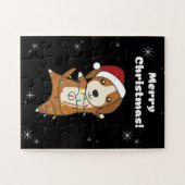 ビーグルメクリスマスウィンターアニマルドッグ ジグソーパズル (横)