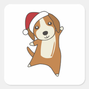 ビーグルメクリスマスウィンターアニマルドッグ スクエアシール