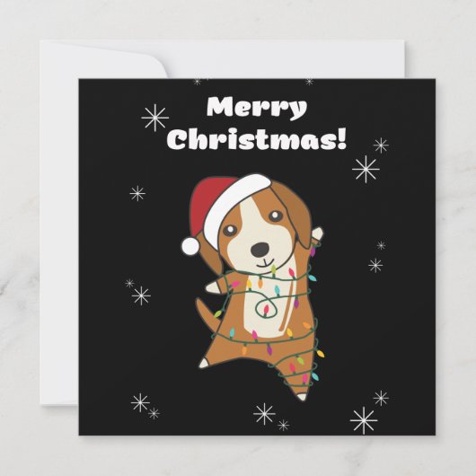 ビーグルメクリスマスウィンターアニマルドッグ 招待状 (正面)