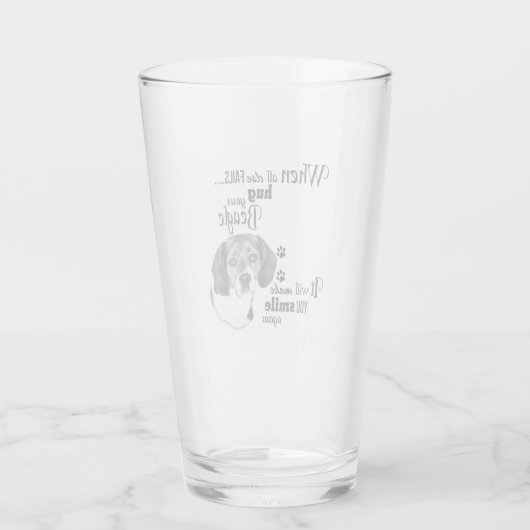 ビーグルモダンアートかわいい犬の品種のスローガン タンブラーグラス (裏面)