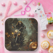 ビーグルライディングオートバイハロウィンホラー ペーパープレート (パーティー)