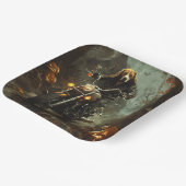 ビーグルライディングオートバイハロウィンホラー ペーパープレート (傾斜あり)