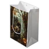 ビーグルライディングオートバイハロウィンホラー ミディアムペーパーバッグ (正面アングル)