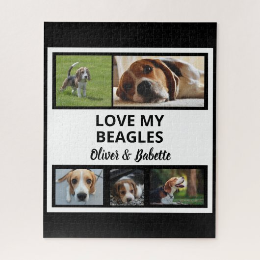 ビーグルラバーカスタムズの子犬と犬の写真コラージュ ジグソーパズル (縦)