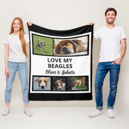 ビーグルラバーカスタムズの子犬と犬の写真コラージュ フリースブランケット