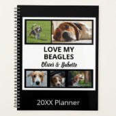 ビーグルラバーカスタムズの子犬と犬の写真コラージュ プランナー手帳 (正面)