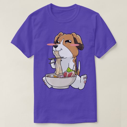 ビーグルラーメンかわいい Tシャツ (デザイン正面)