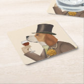 ビーグルワインスヌブ スクエアペーパーコースター (アングル)