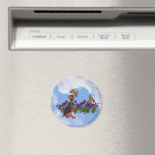 ビーグルワンちゃん蝶花動物磁石 マグネット (インサイチュ (食洗機))