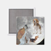 ビーグル三匹とムーンマグネット マグネット (正面/裏面)