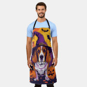 ビーグル不気味ハロウィーン魔女とカボチャ エプロン (着用した状態)