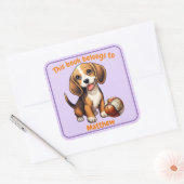 ビーグル人形「この本は属する」蔵書票 スクエアシール (封筒)