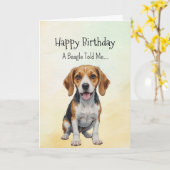 ビーグル人柄誕生日おもしろい動物 カード (黄色い花)