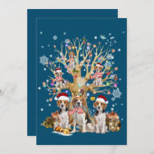 ビーグル好きのためのクリスマスツリーオーナメント 招待状 (正面/裏面)