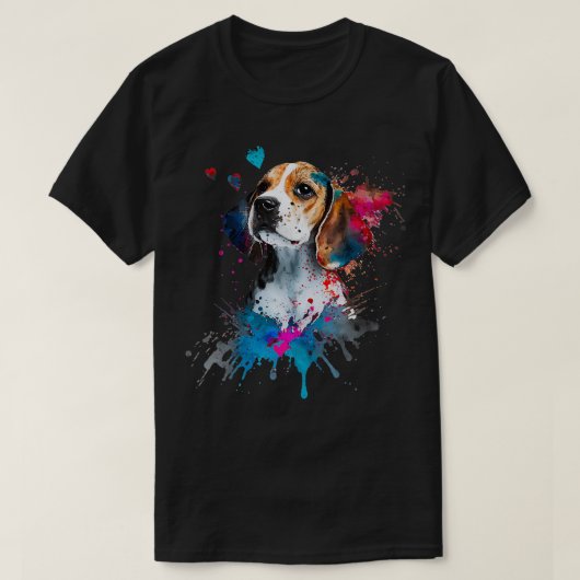 ビーグル子犬の恋人かわいいバレンタインデーの愛テーマ Tシャツ (デザイン正面)