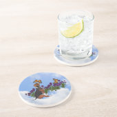 ビーグル子犬の蝶の動物コースター コースター (側面)