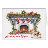 ビーグル子犬クリスマス暖炉サンタを待つ (正面横)