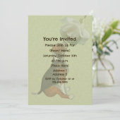 ビーグル子犬 白いバラ かわいい動物パーティー 招待状 (スタンド正面)