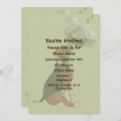 ビーグル子犬 白いバラ かわいい動物パーティー 招待状 (正面/裏面)