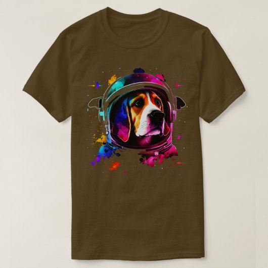 ビーグル宇宙飛行士 宇宙犬 面白い子犬 Tシャツ (デザイン正面)