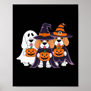 ビーグル幽霊パンプキンハロウィーンデザインのための犬の愛 ポスター