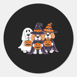 ビーグル幽霊パンプキンハロウィーンデザインのための犬の愛 ラウンドシール