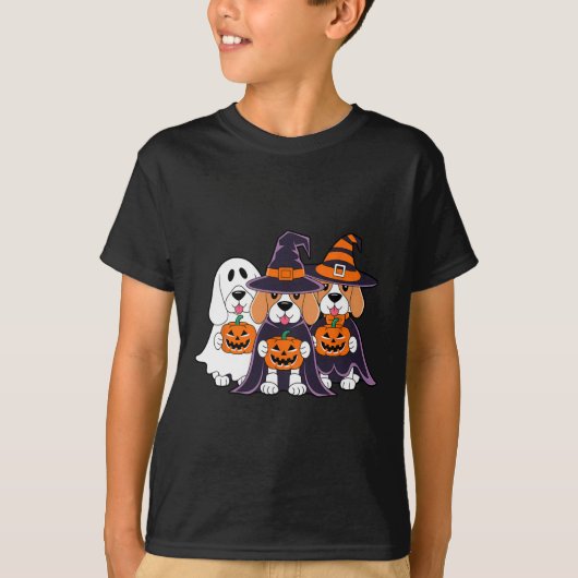 ビーグル幽霊パンプキンハロウィーンデザインのための犬の愛 Tシャツ (正面)