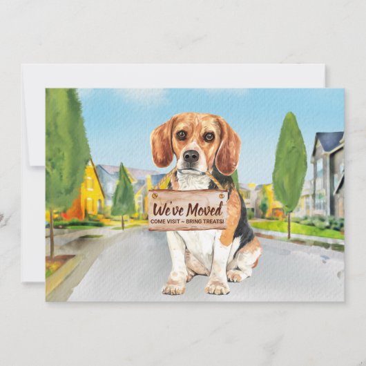 ビーグル引っ越しました新しいアドレスかわいい犬の移動 案内状 (正面)