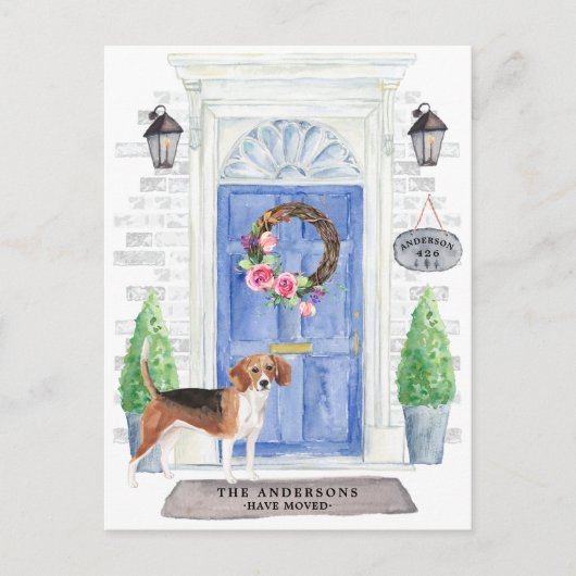ビーグル引っ越し案内はがき ポストカード (正面)
