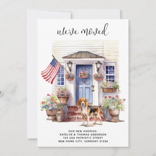 ビーグル愛国パーソナライズされた愛犬の動き 案内状 (正面)