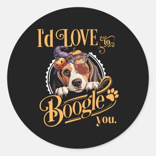 ビーグル母ハロウィーン犬の恋人 ラウンドシール (正面)