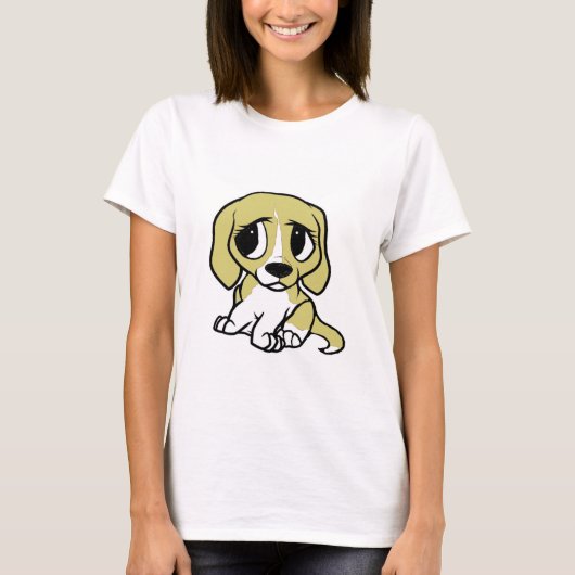 ビーグル漫画レモンホワイト Tシャツ (正面)