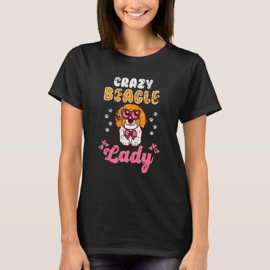 ビーグル熱狂するレディヴィンテージ Tシャツ (正面)