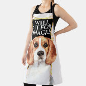 ビーグル犬おもしろいがスナックスの水彩画のために座る エプロン (インサイチュ)